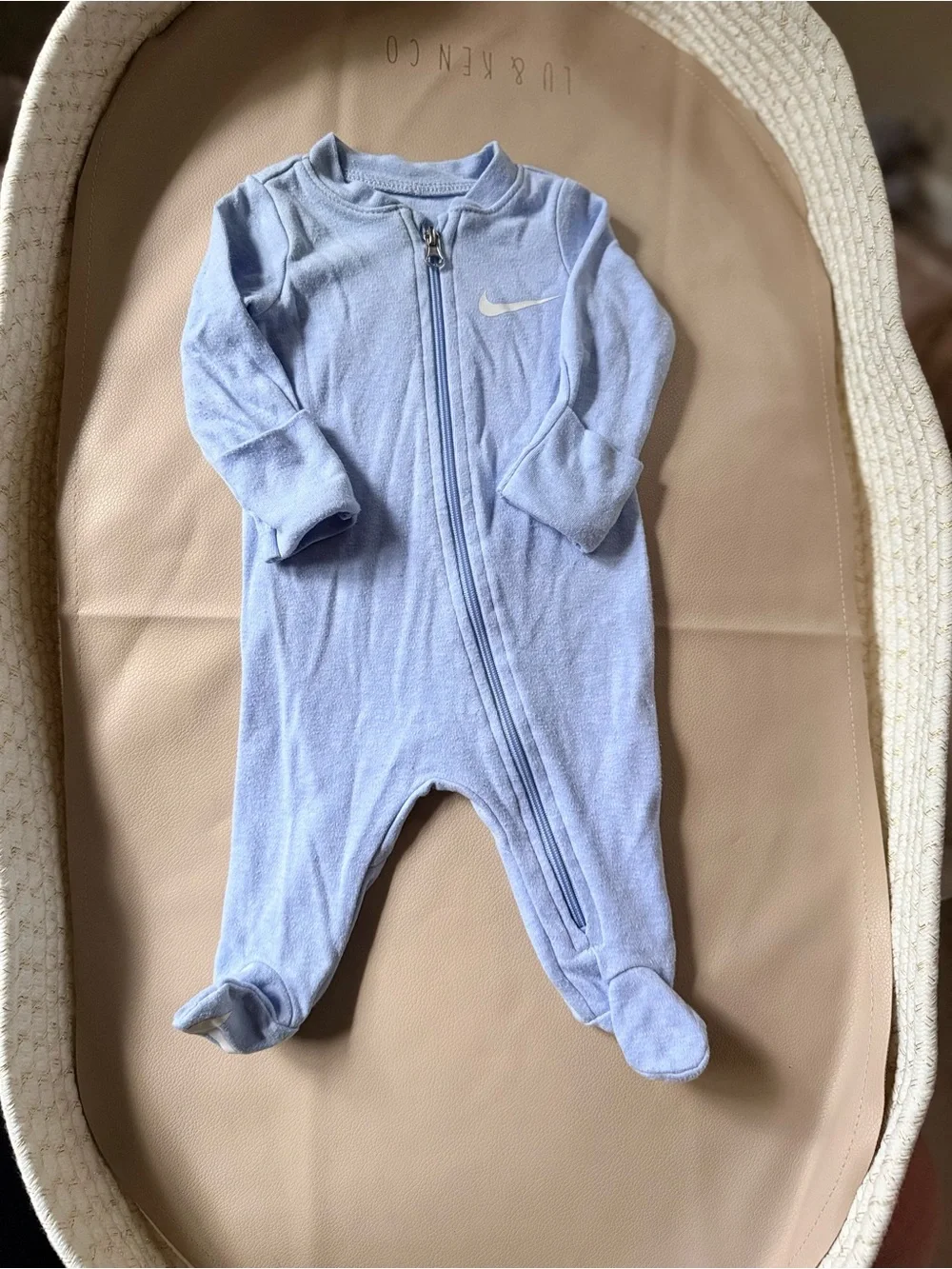 3 for $25 Nike Light Blue Footed Baby One-Piece Zipper Sleeper